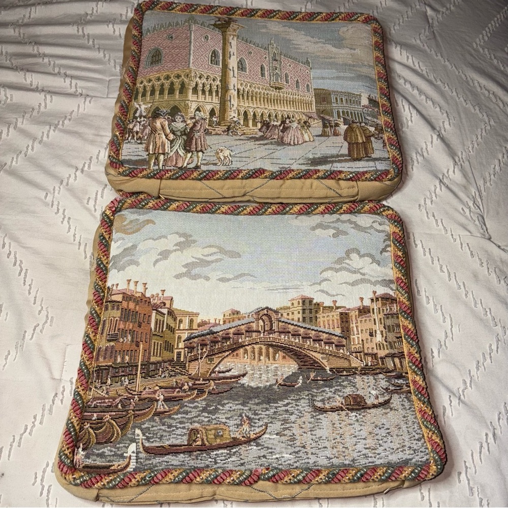 San Marco Square And Canal Tapestry Art Throw Pillows Italy Venice 14.5”x12.5”x3